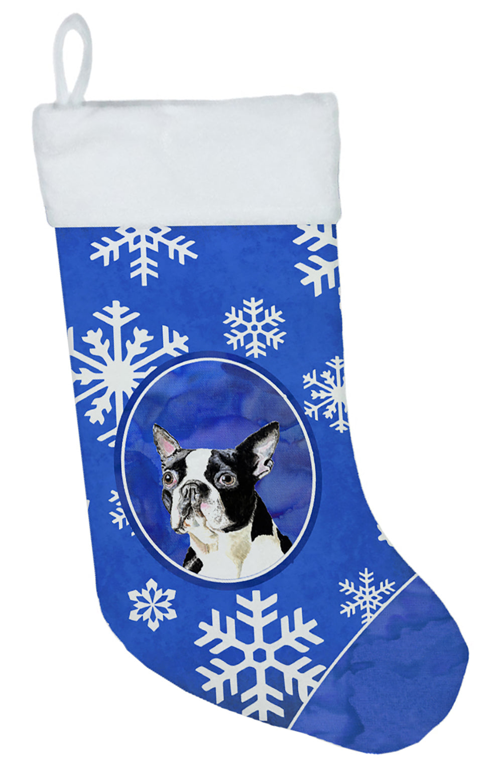 Boston Terrier Winter Snowflakes Christmas Stocking SC9360