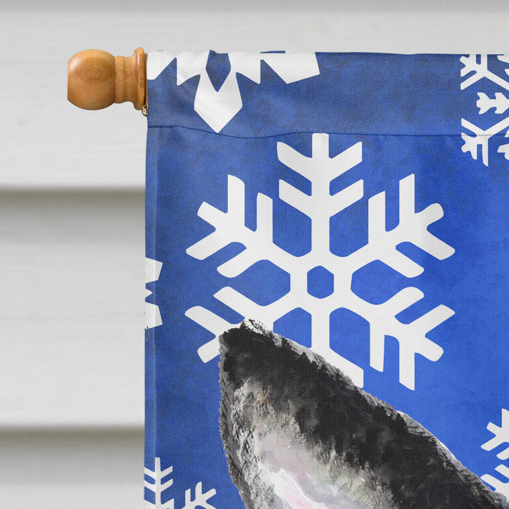 Boston Terrier Winter Snowflakes Holiday Flag Canvas House Size  the-store.com.