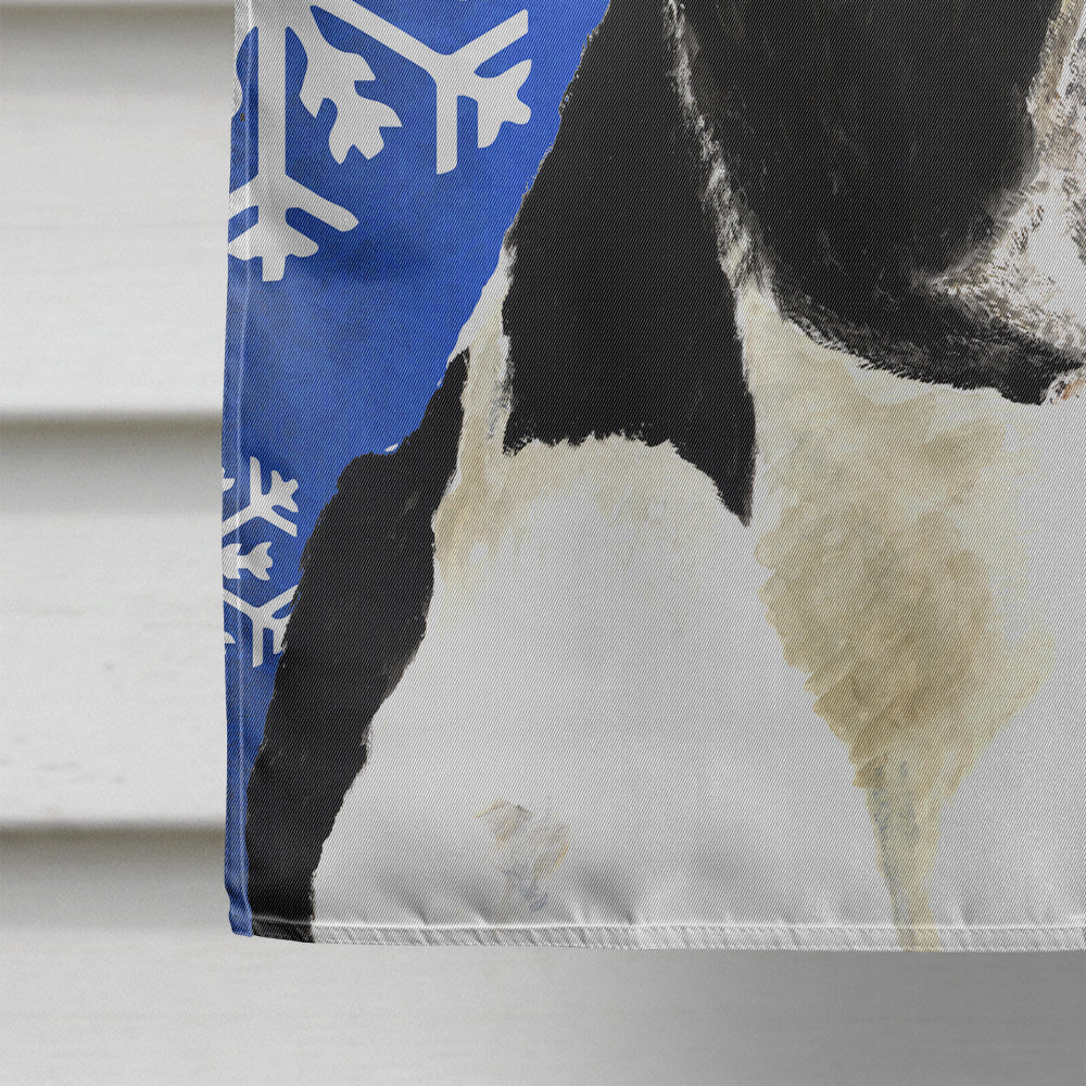 Boston Terrier hiver flocons de neige vacances drapeau toile taille de la maison