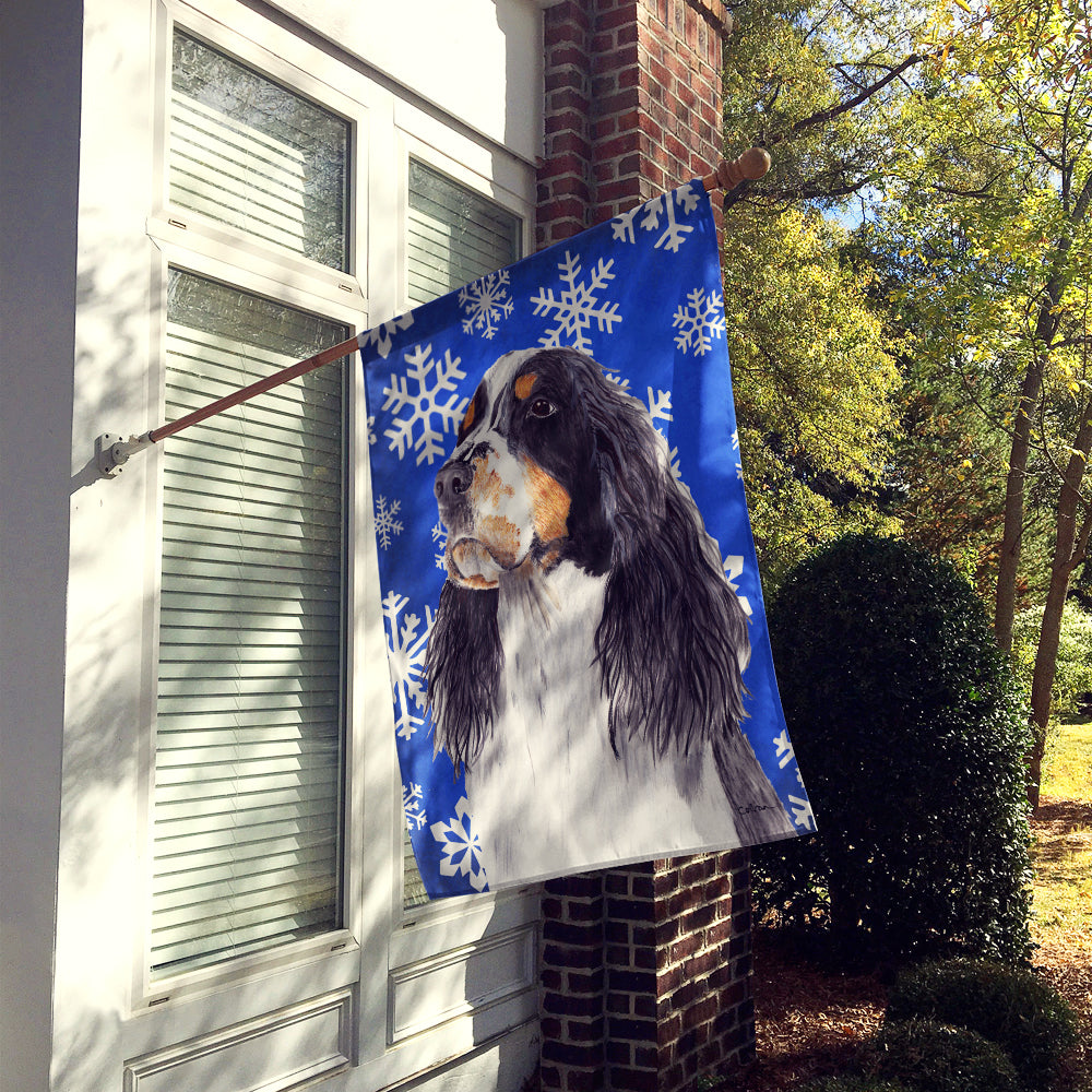 Springer Spaniel Winter Snowflakes Holiday Flag Canvas House Size