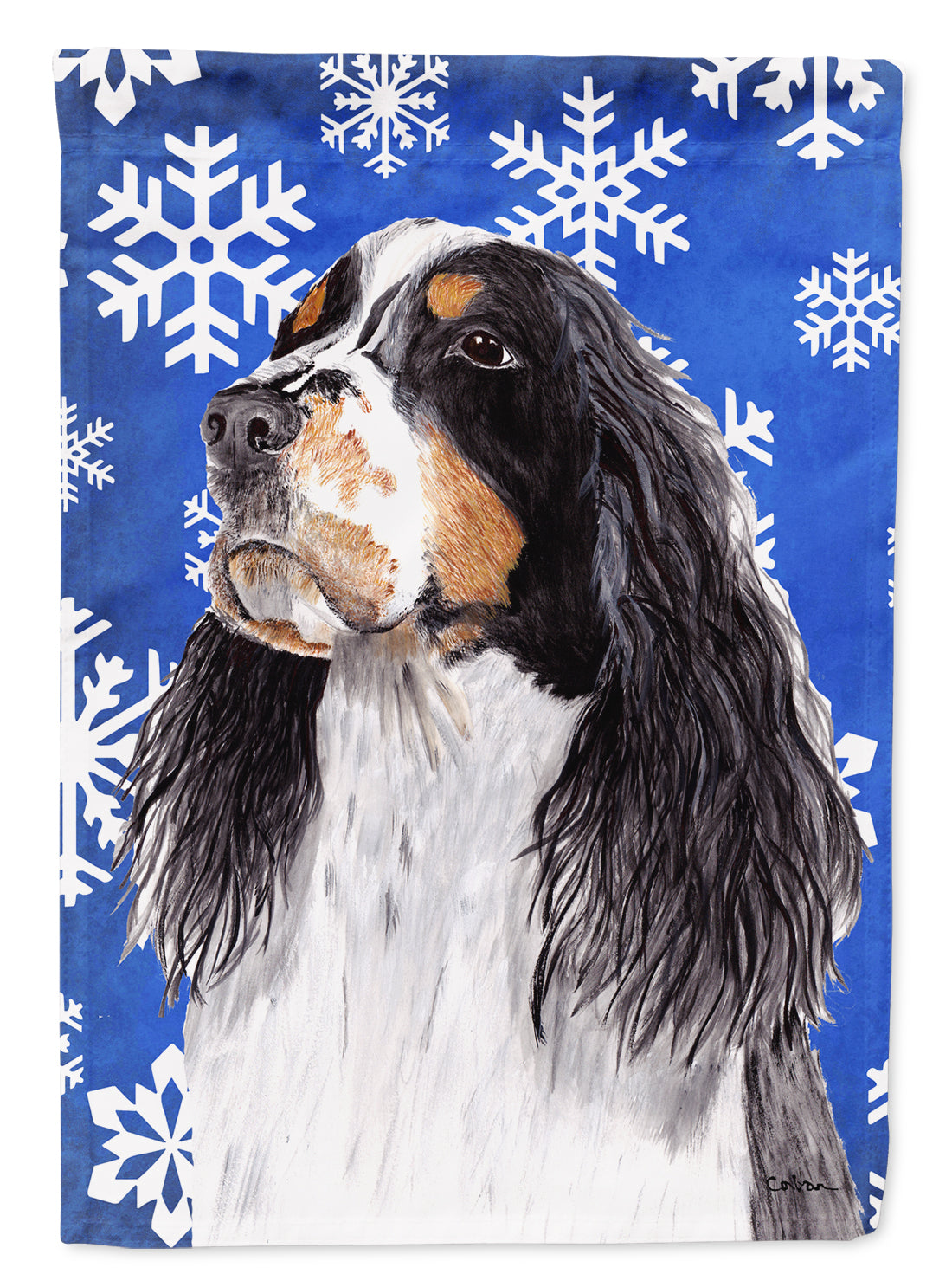 Springer Spaniel Winter Snowflakes Holiday Flag Canvas House Size