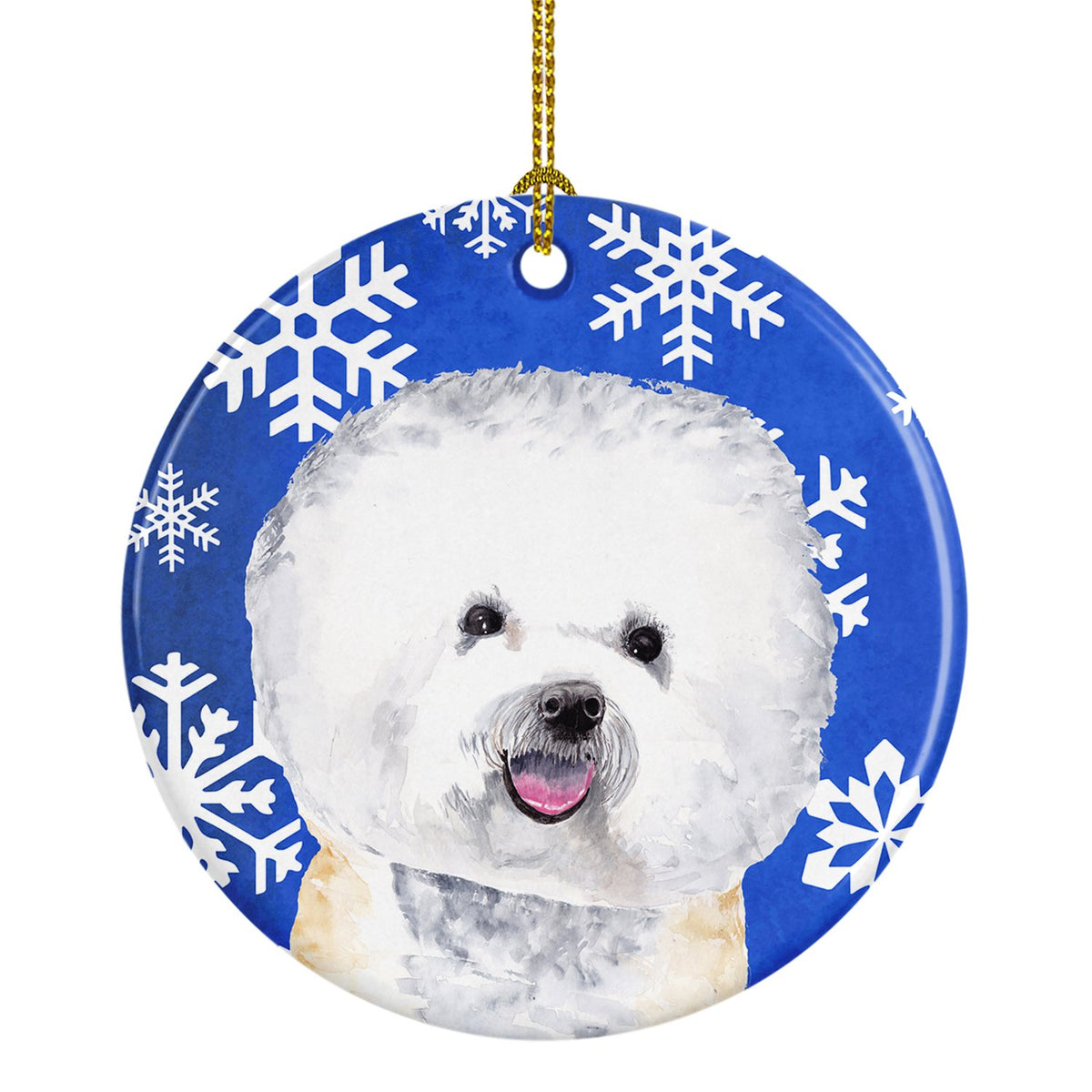 Bichon Frise Winter Snowflakes Holiday Ceramic Ornament SC9362 by Caroline&#39;s Treasures