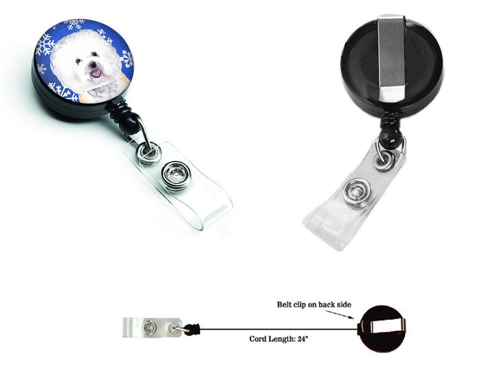 Bichon Frise Winter Snowflakes Holiday Retractable Badge Reel SC9362BR  the-store.com.