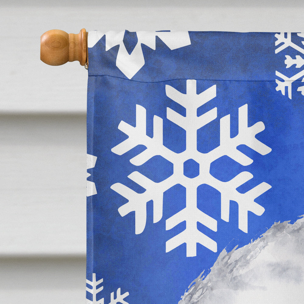 Bichon frisé hiver flocons de neige vacances drapeau toile maison taille