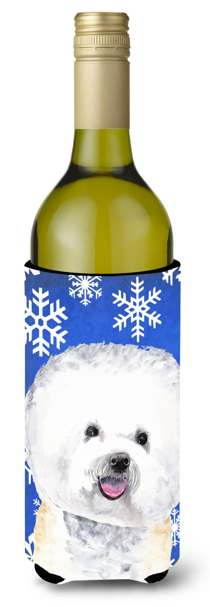 Bichon Frise Winter Snowflakes Holiday Wine Bottle Beverage Insulator Beverage Insulator Hugger by Caroline&#39;s Treasures