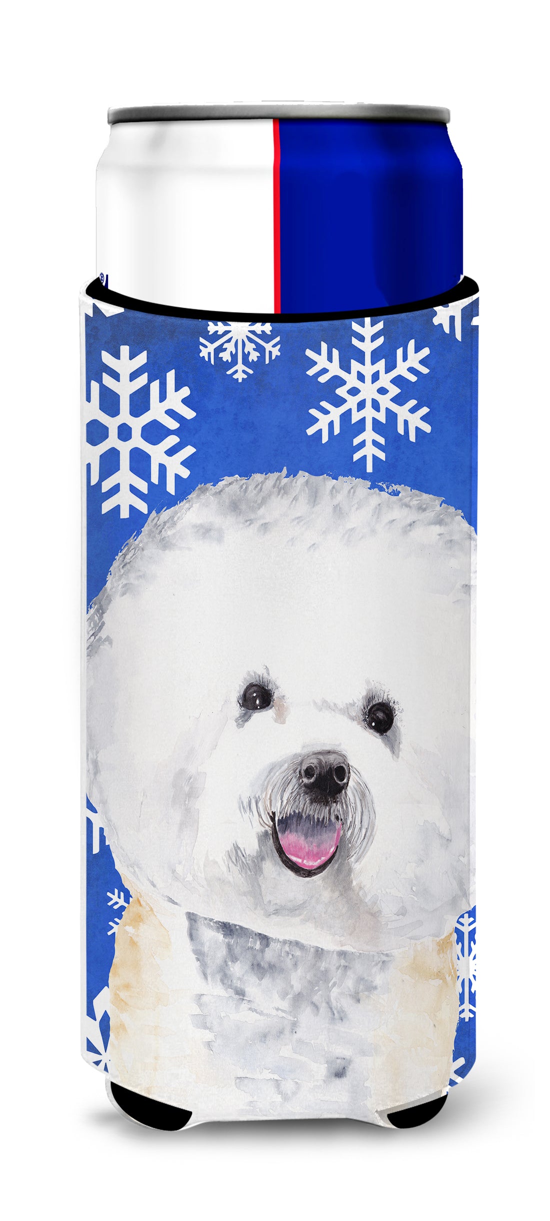 Bichon Frise Winter Snowflakes Holiday Ultra Beverage Insulators for slim cans SC9362MUK.