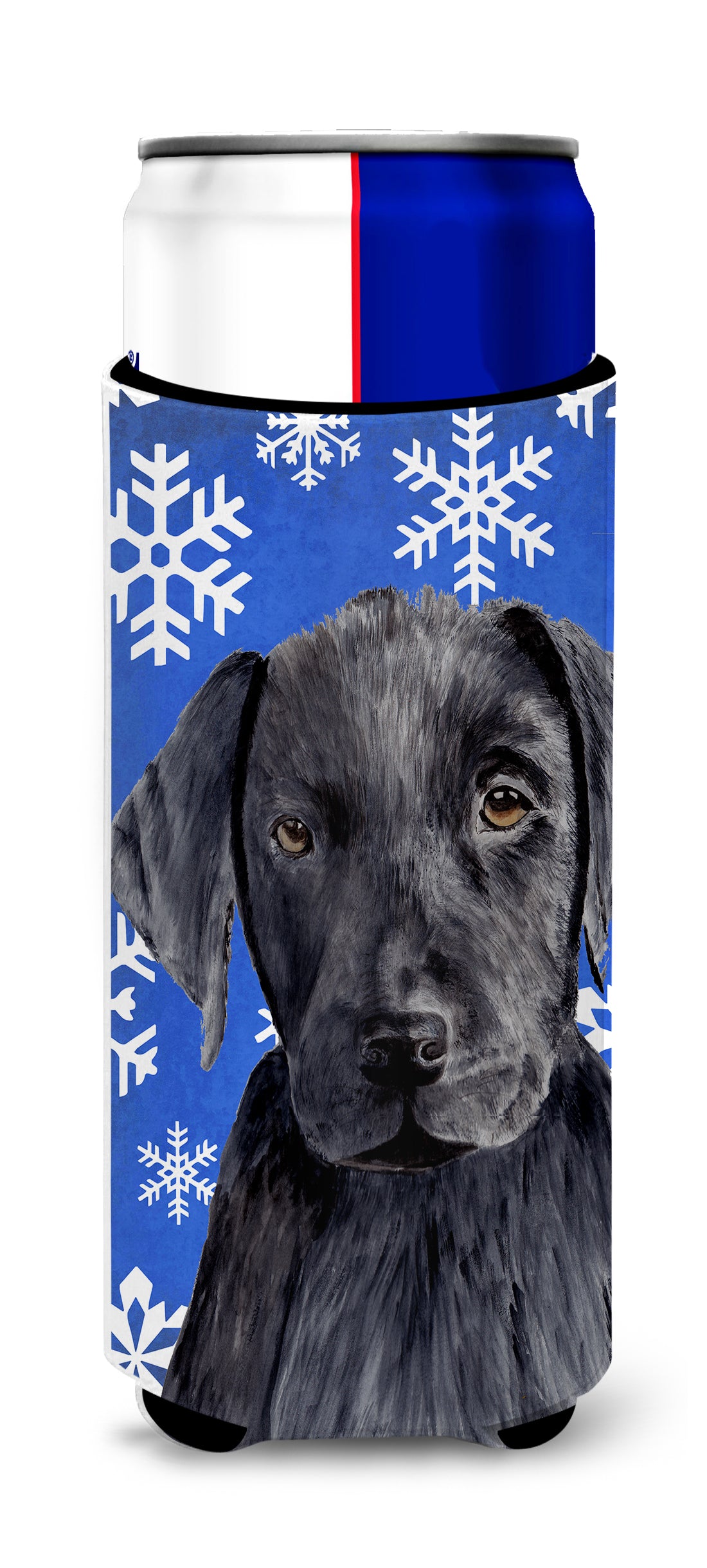 Labrador Winter Snowflakes Holiday Ultra Beverage Insulators for slim cans SC9364MUK.