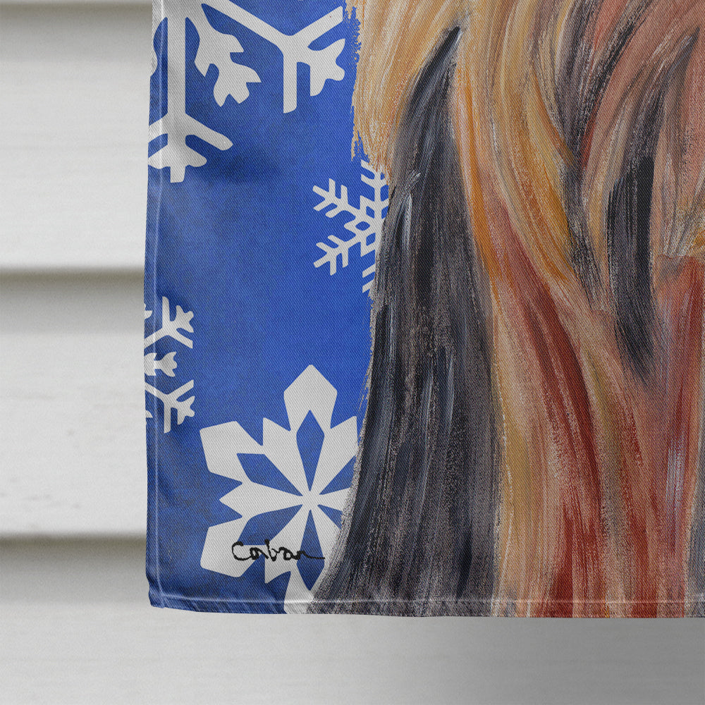 Yorkie Winter Snowflakes Holiday Flag Canvas House Size