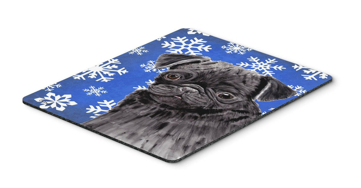 Pug Winter Snowflakes Holiday Mouse Pad, Hot Pad or Trivet by Caroline&#39;s Treasures