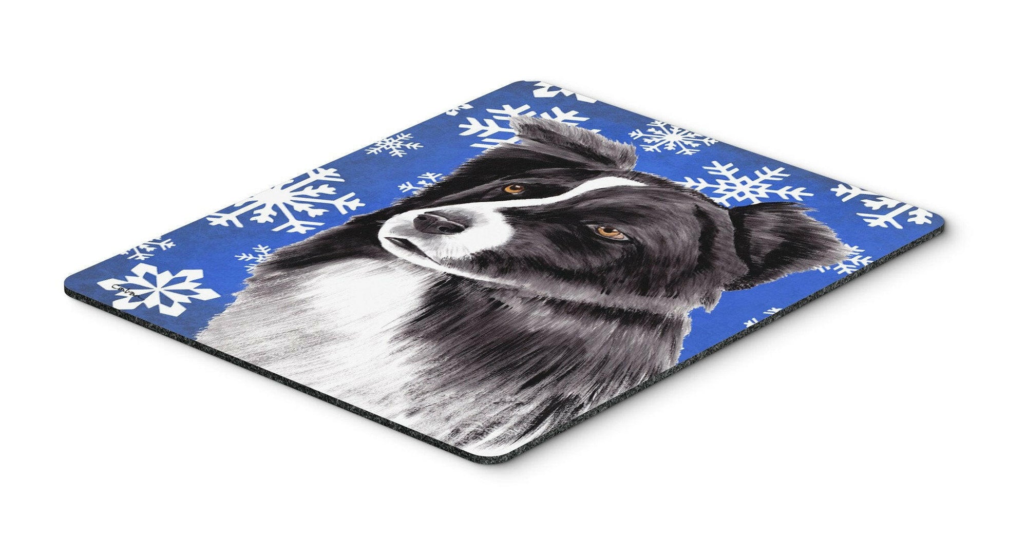 Border Collie Winter Snowflakes Holiday Mouse Pad, Hot Pad or Trivet by Caroline's Treasures