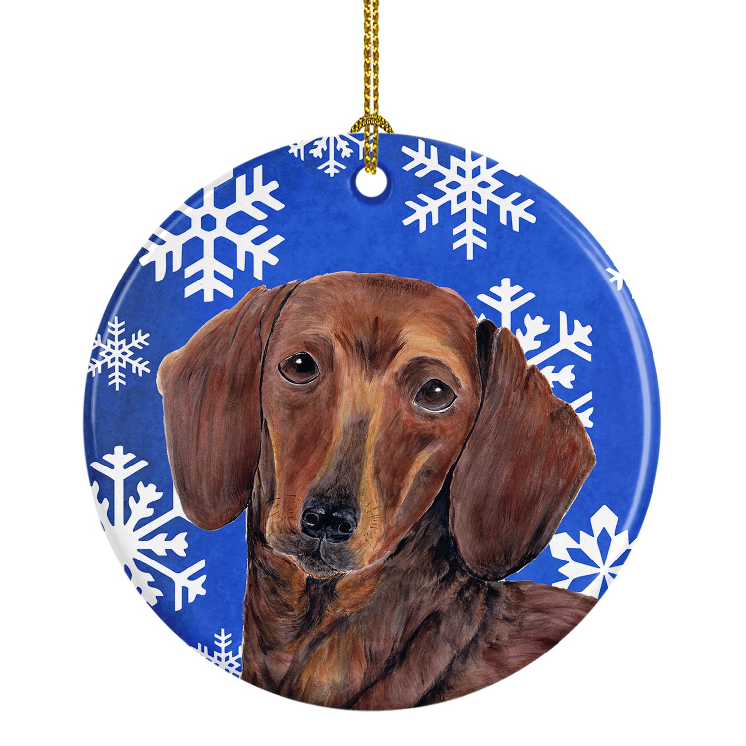 Dachshund Winter Snowflakes Holiday Ceramic Ornament SC9368 - the-store.com