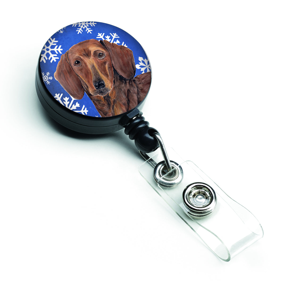 Dachshund Winter Snowflakes Holiday Retractable Badge Reel SC9368BR