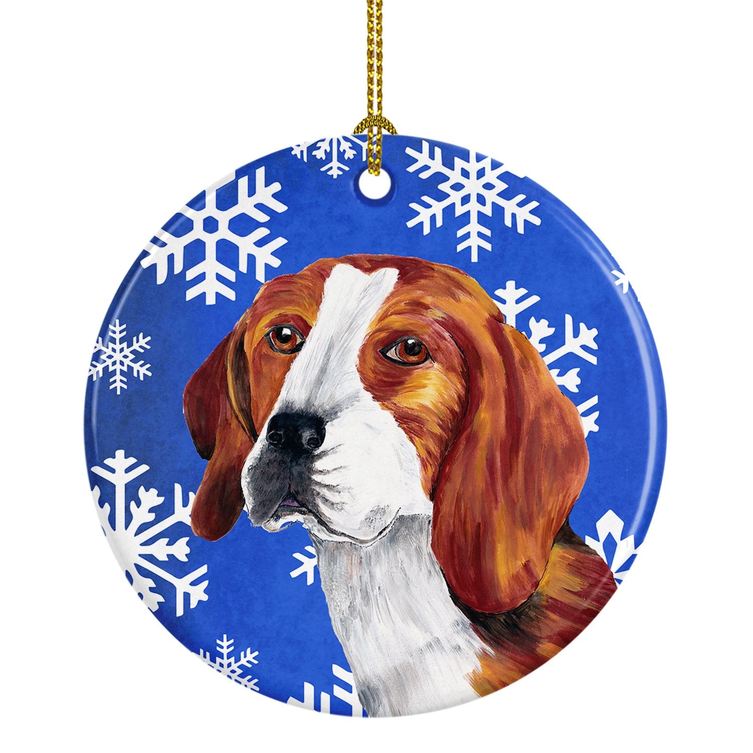 Beagle Winter Snowflakes Holiday Ceramic Ornament SC9369 by Caroline's Treasures