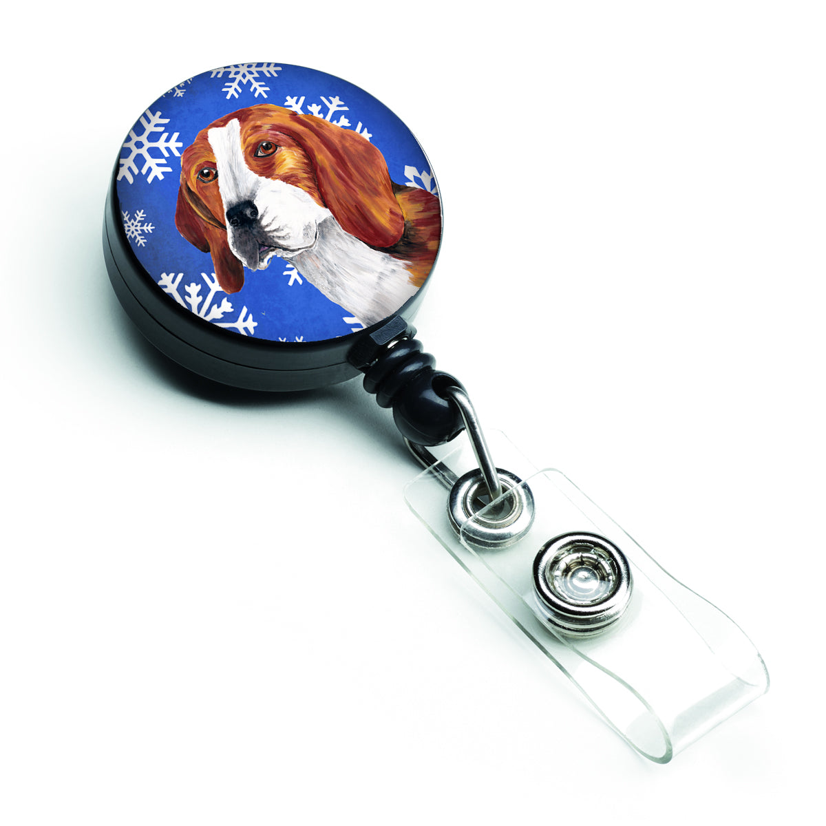 Beagle Winter Snowflakes Holiday Retractable Badge Reel SC9369BR  the-store.com.
