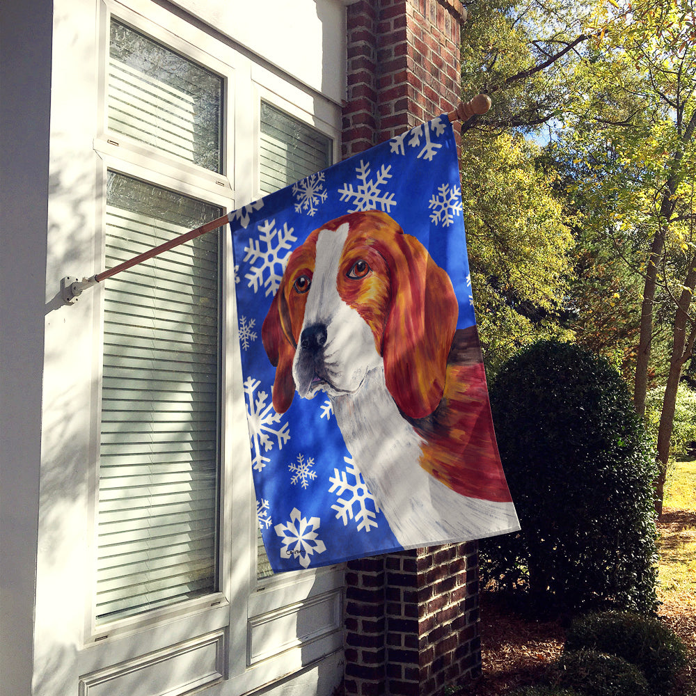 Beagle hiver flocons de neige vacances drapeau toile taille de la maison