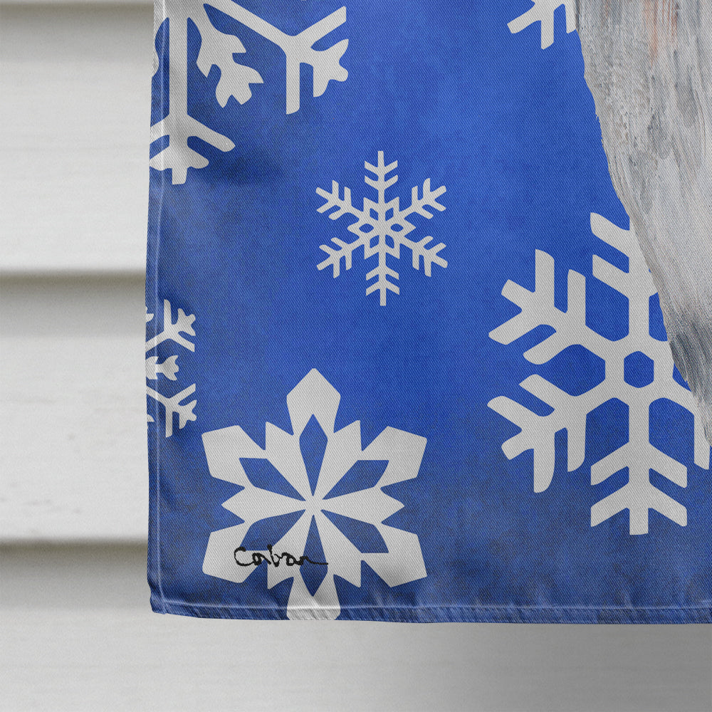 Beagle Winter Snowflakes Holiday Flag Canvas House Size  the-store.com.