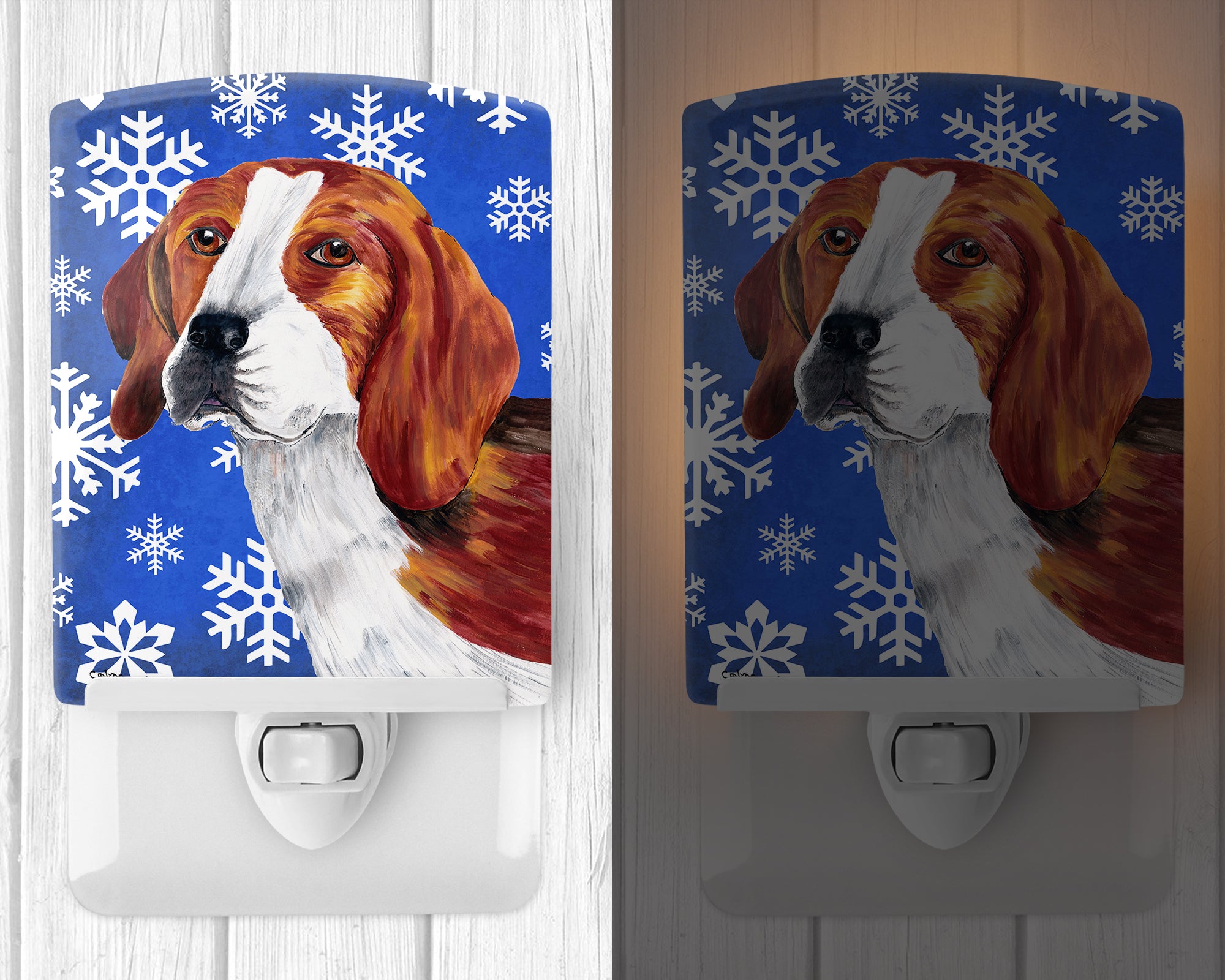 Beagle Winter Snowflakes Holiday Ceramic Night Light SC9369CNL - the-store.com