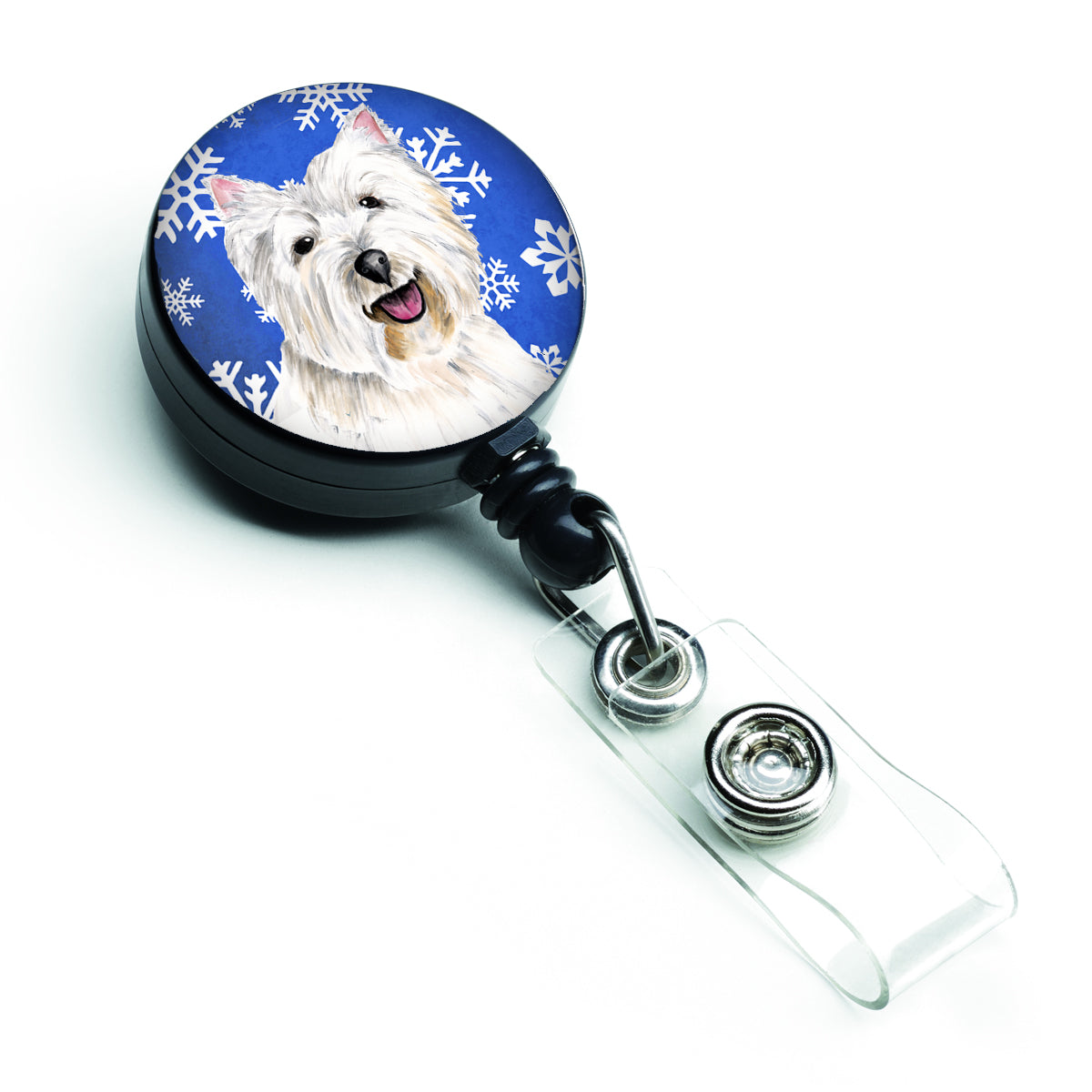 Westie Winter Snowflakes Holiday Retractable Badge Reel SC9370BR