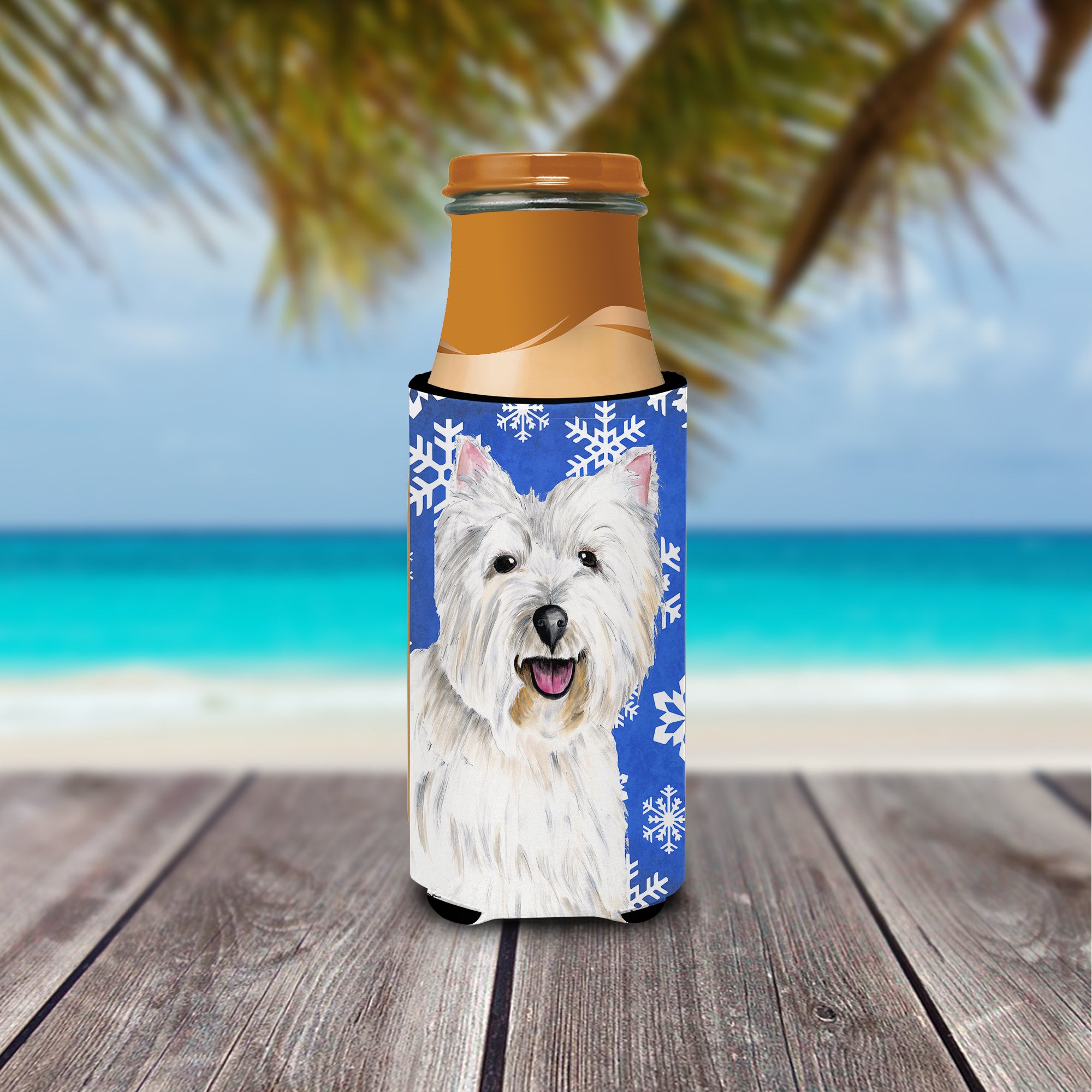 Westie Winter Snowflakes Holiday Ultra Beverage Insulators for slim cans SC9370MUK