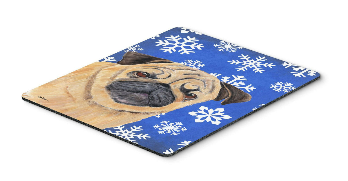 Pug Winter Snowflakes Holiday Mouse Pad, Hot Pad or Trivet by Caroline&#39;s Treasures