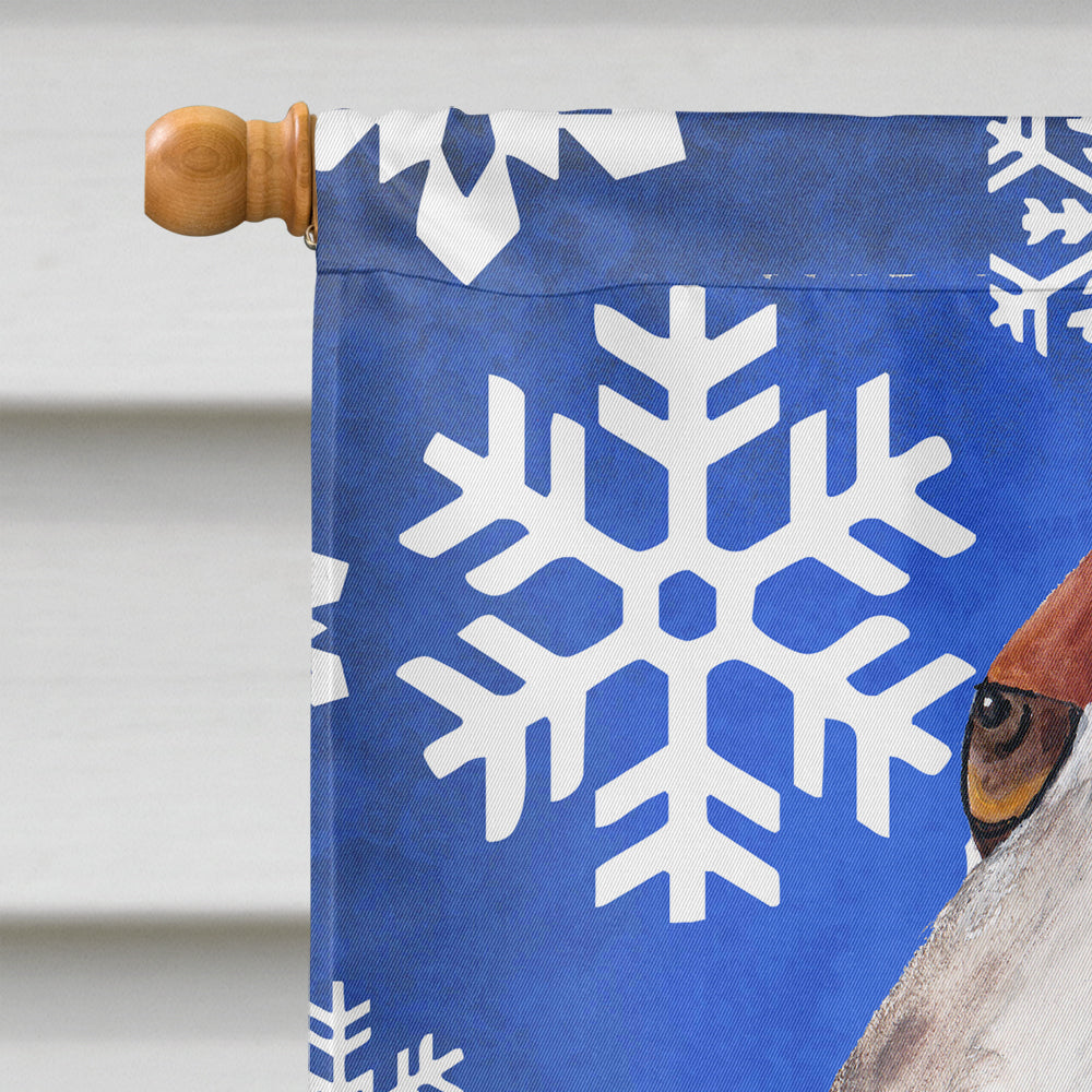Basset Hound hiver flocons de neige vacances drapeau toile taille de la maison
