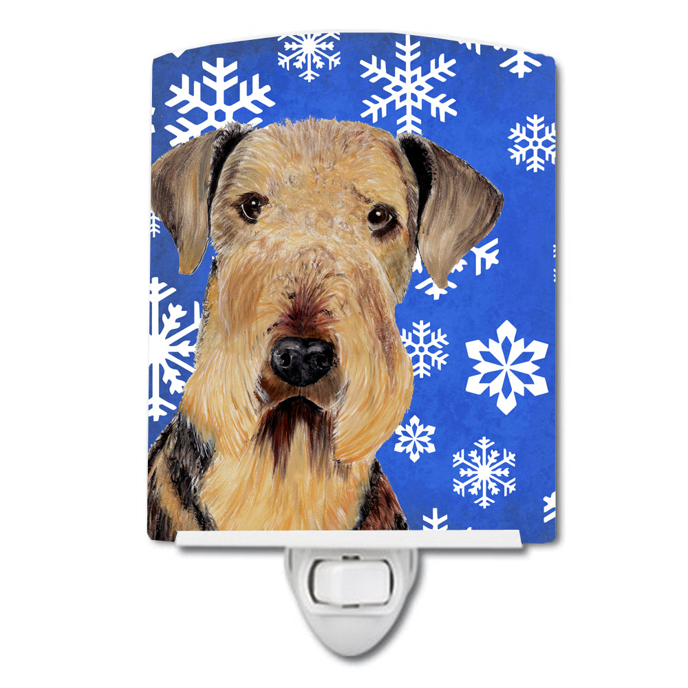 Airedale Winter Snowflakes Holiday Ceramic Night Light SC9373CNL - the-store.com