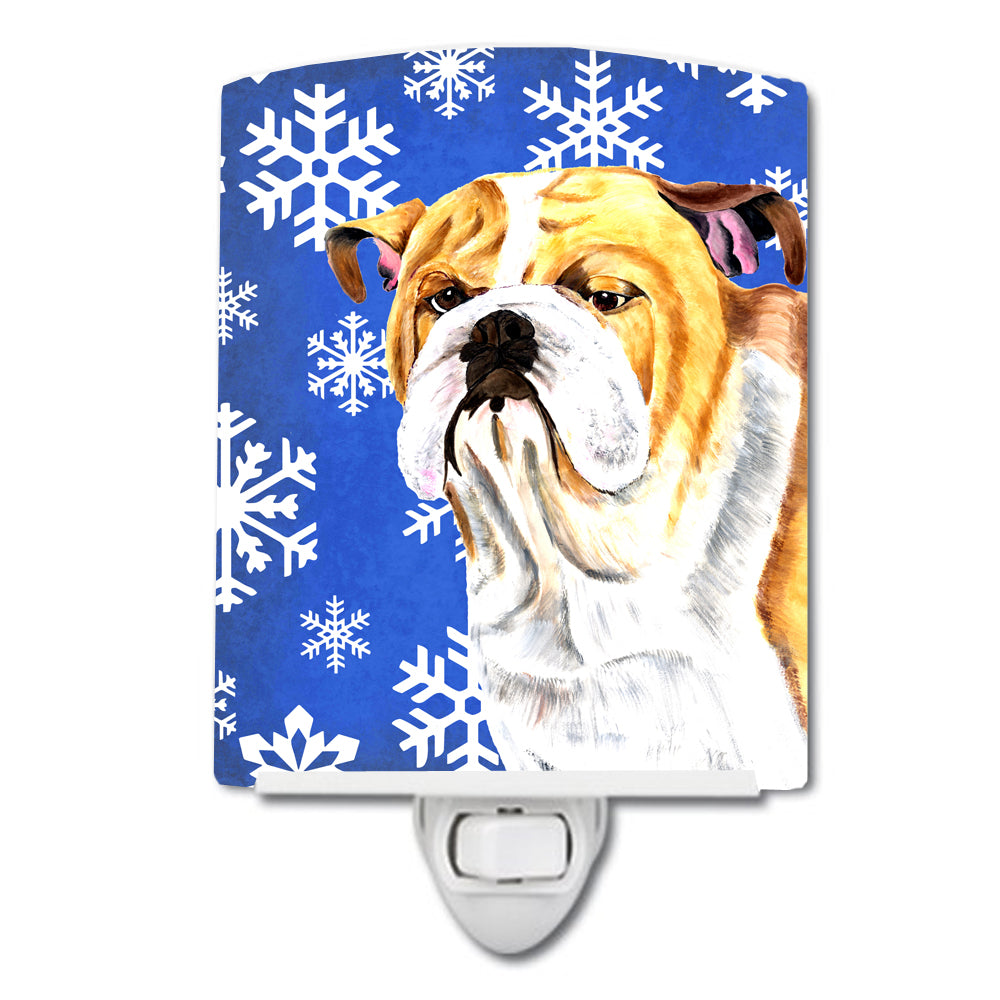 Bulldog English Winter Snowflakes Holiday Ceramic Night Light SC9374CNL - the-store.com