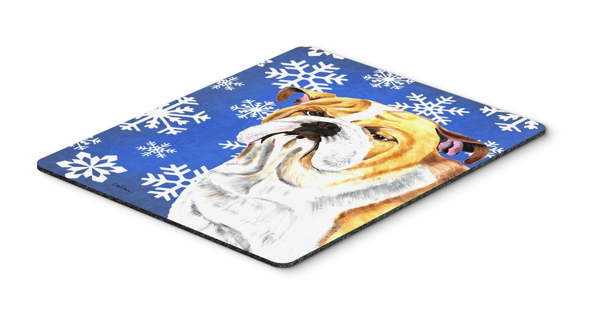 Bulldog English Winter Snowflakes Holiday Mouse Pad, Hot Pad or Trivet by Caroline's Treasures
