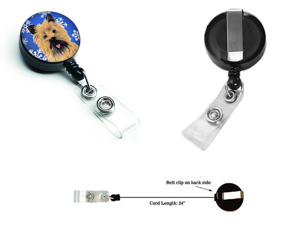 Cairn Terrier Winter Snowflakes Holiday Retractable Badge Reel SC9375BR  the-store.com.