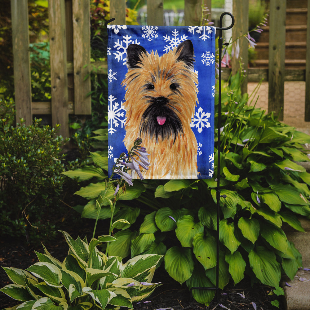 Cairn Terrier Winter Snowflakes Holiday Flag Garden Size