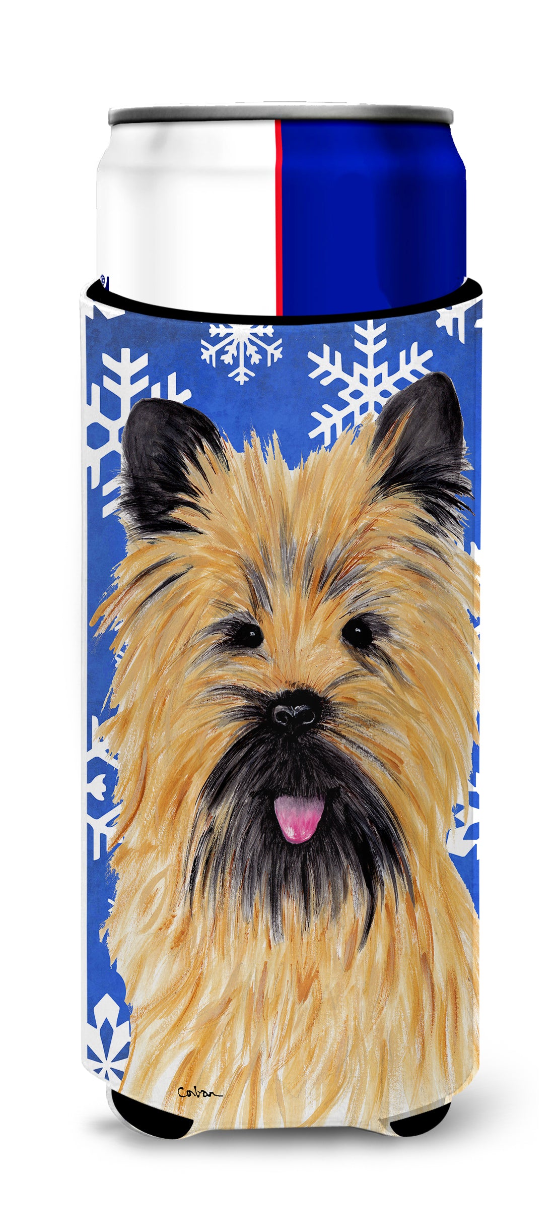 Cairn Terrier Winter Snowflakes Holiday Ultra Beverage Insulators for slim cans SC9375MUK.