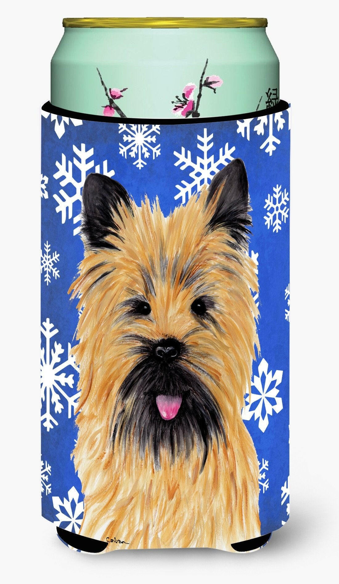 Cairn Terrier Winter Snowflakes Holiday  Tall Boy Beverage Insulator Beverage Insulator Hugger by Caroline's Treasures