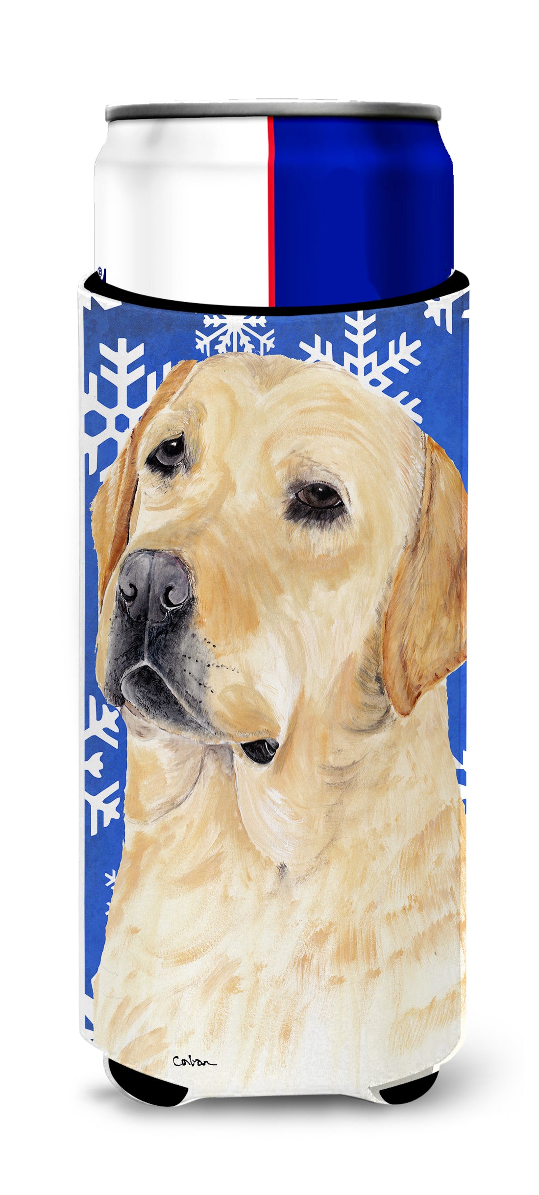 Labrador Winter Snowflakes Holiday Ultra Beverage Insulators for slim cans SC9376MUK