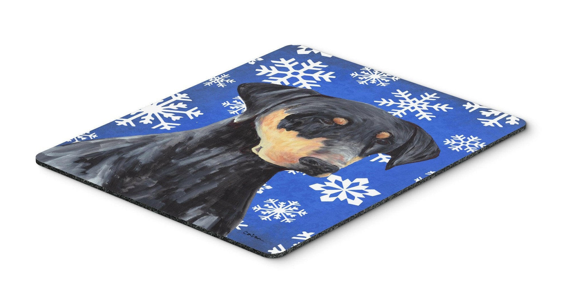 Doberman Winter Snowflakes Holiday Mouse Pad, Hot Pad or Trivet by Caroline's Treasures