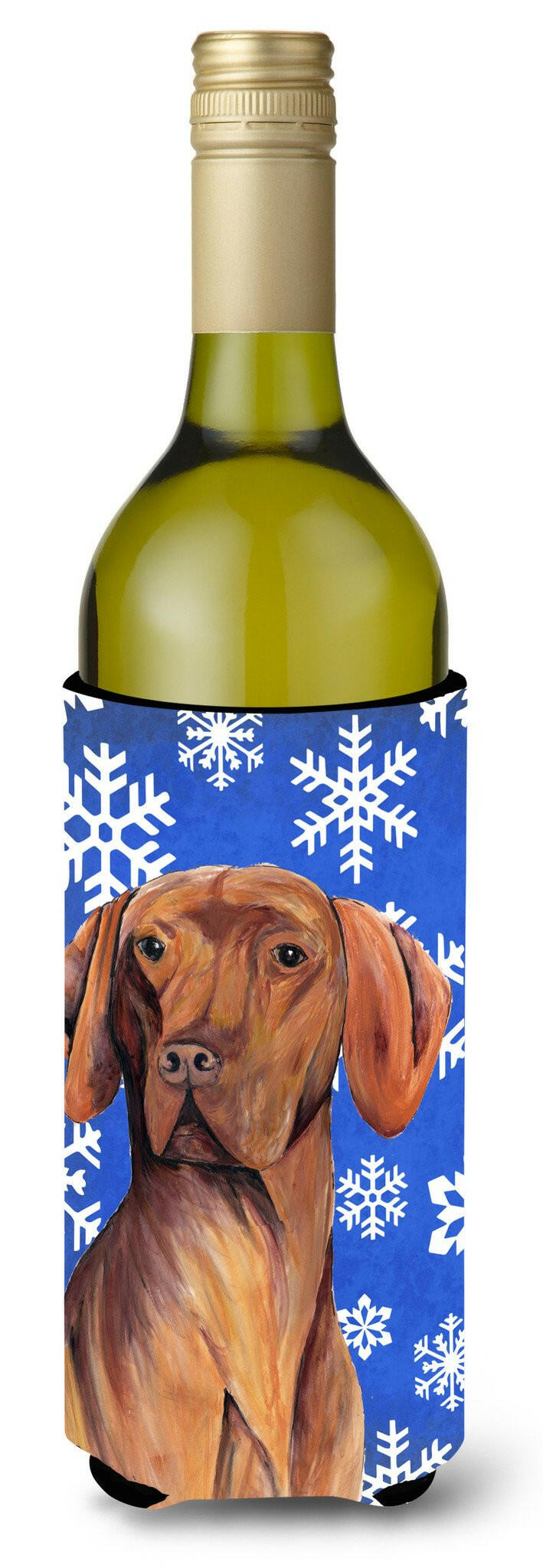 Vizsla Winter Snowflakes Holiday Wine Bottle Beverage Insulator Beverage Insulator Hugger SC9378LITERK by Caroline&#39;s Treasures