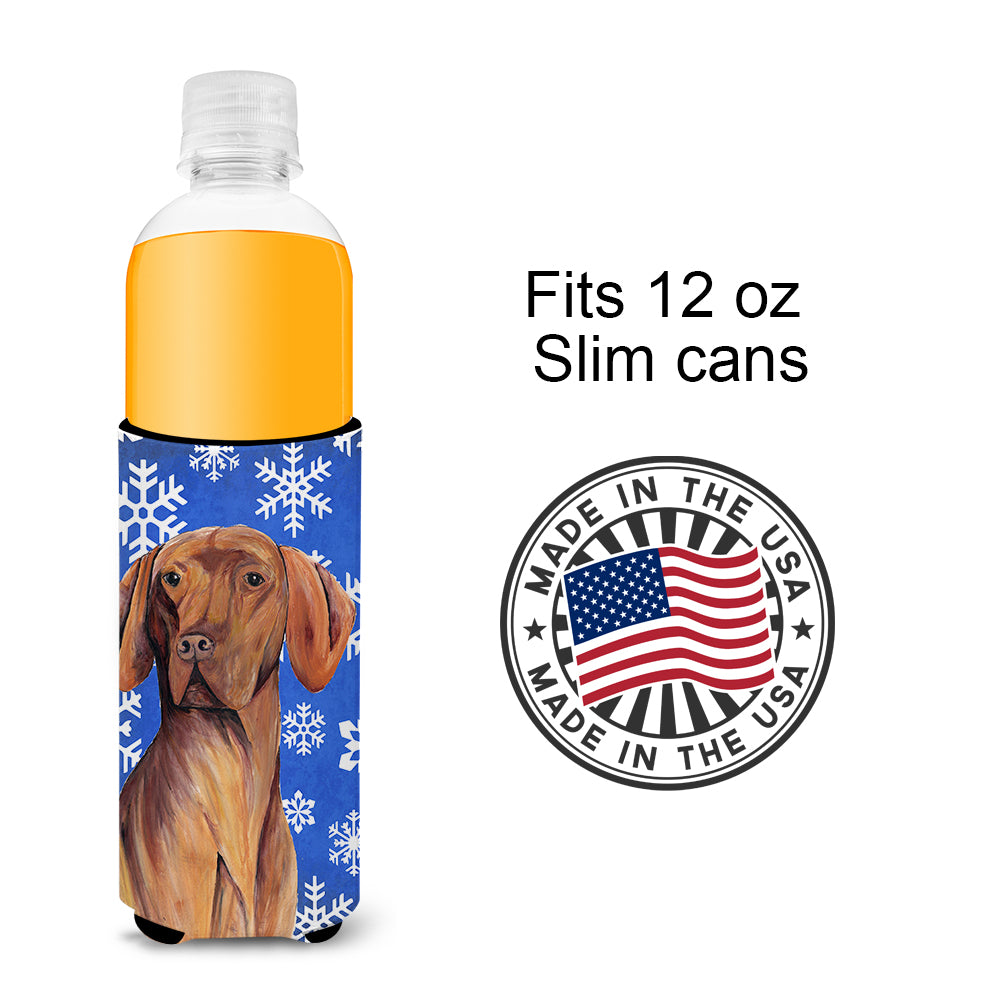 Vizsla Winter Snowflakes Holiday Ultra Beverage Insulators for slim cans SC9378MUK.