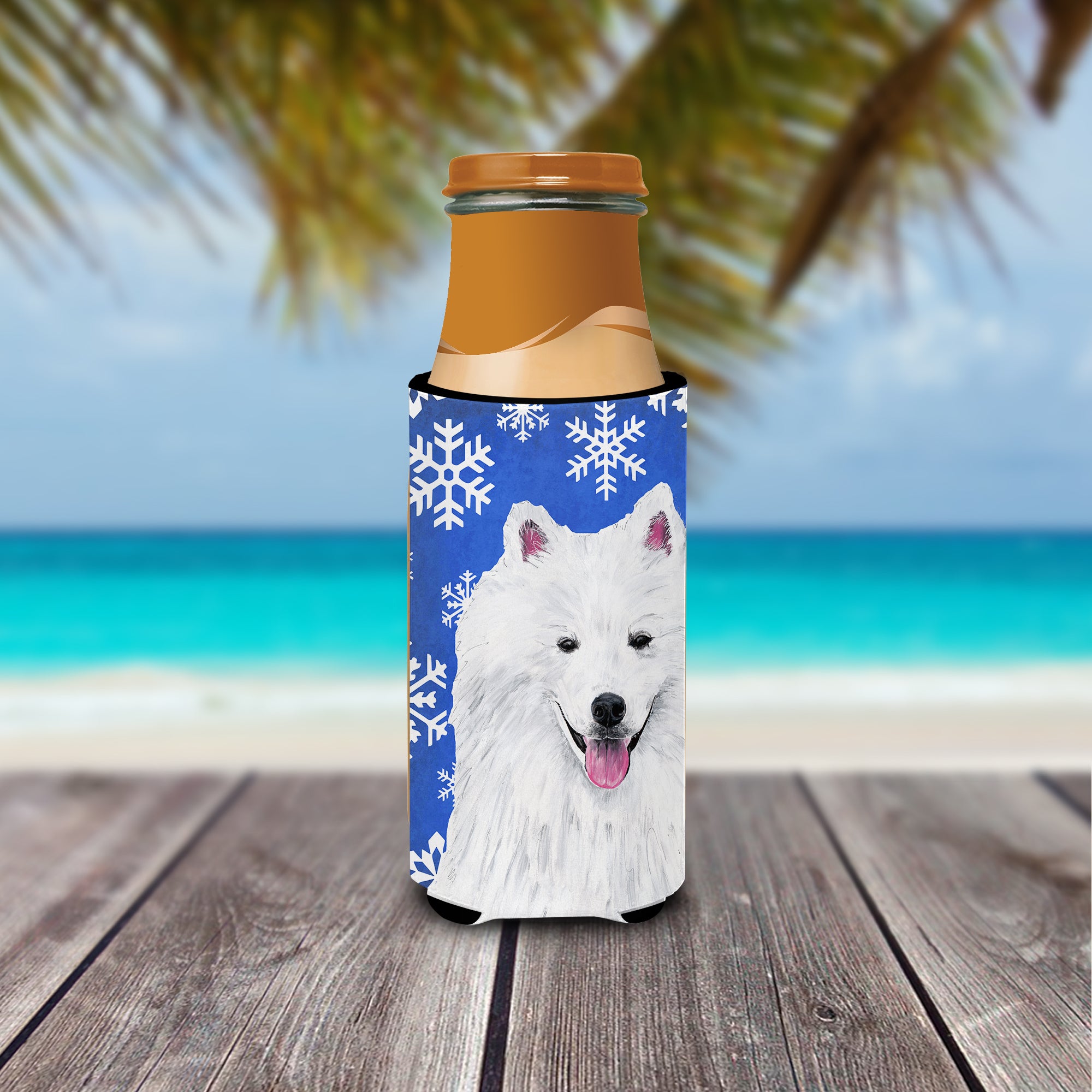 American Eskimo Winter Snowflakes Holiday Ultra Beverage Insulators for slim cans SC9379MUK.