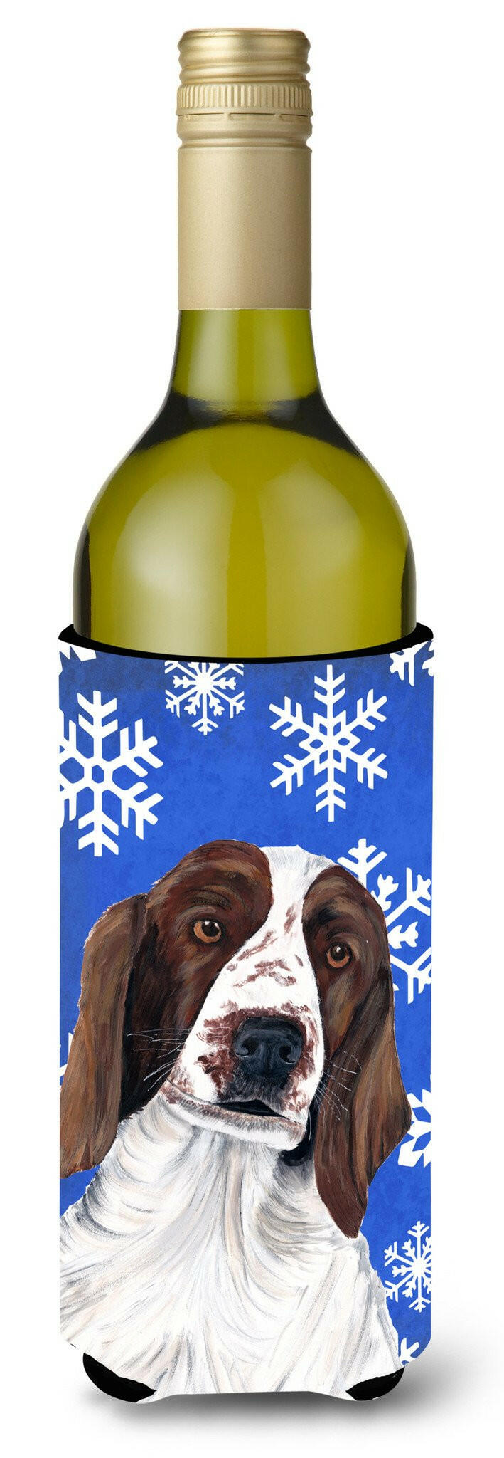 Welsh Springer Spaniel Winter Snowflakes Holiday Wine Bottle Beverage Insulator Beverage Insulator Hugger by Caroline&#39;s Treasures