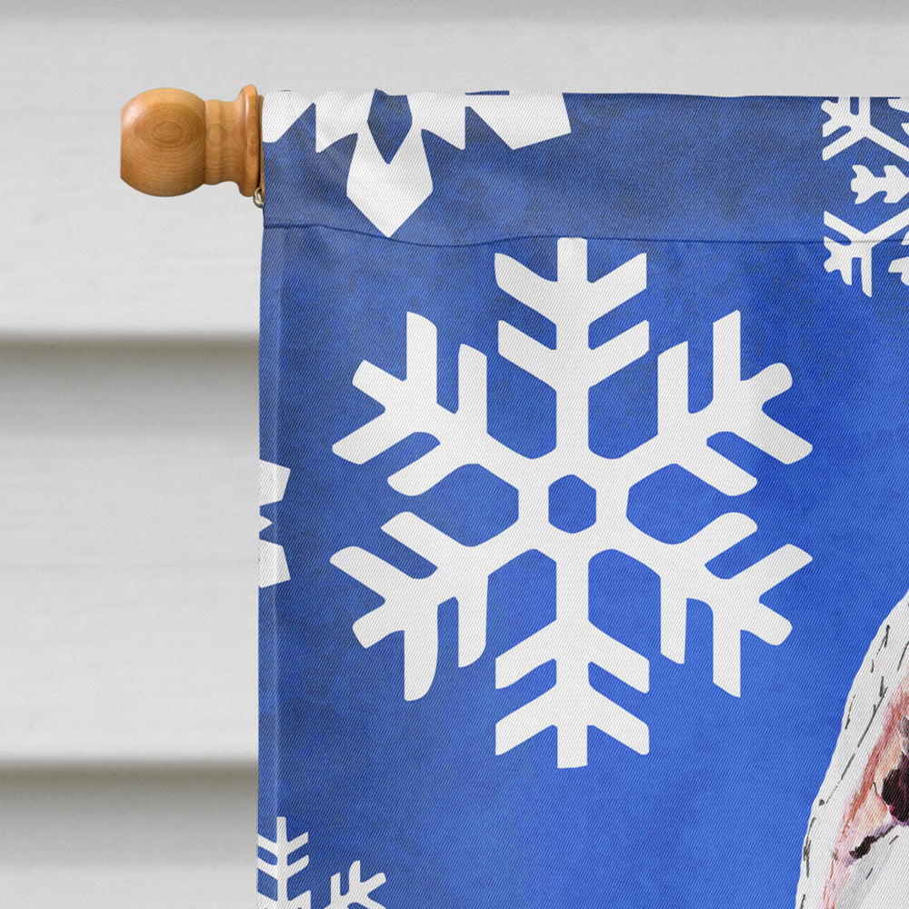 Pit Bull Winter Snowflakes Holiday Flag Canvas House Size  the-store.com.