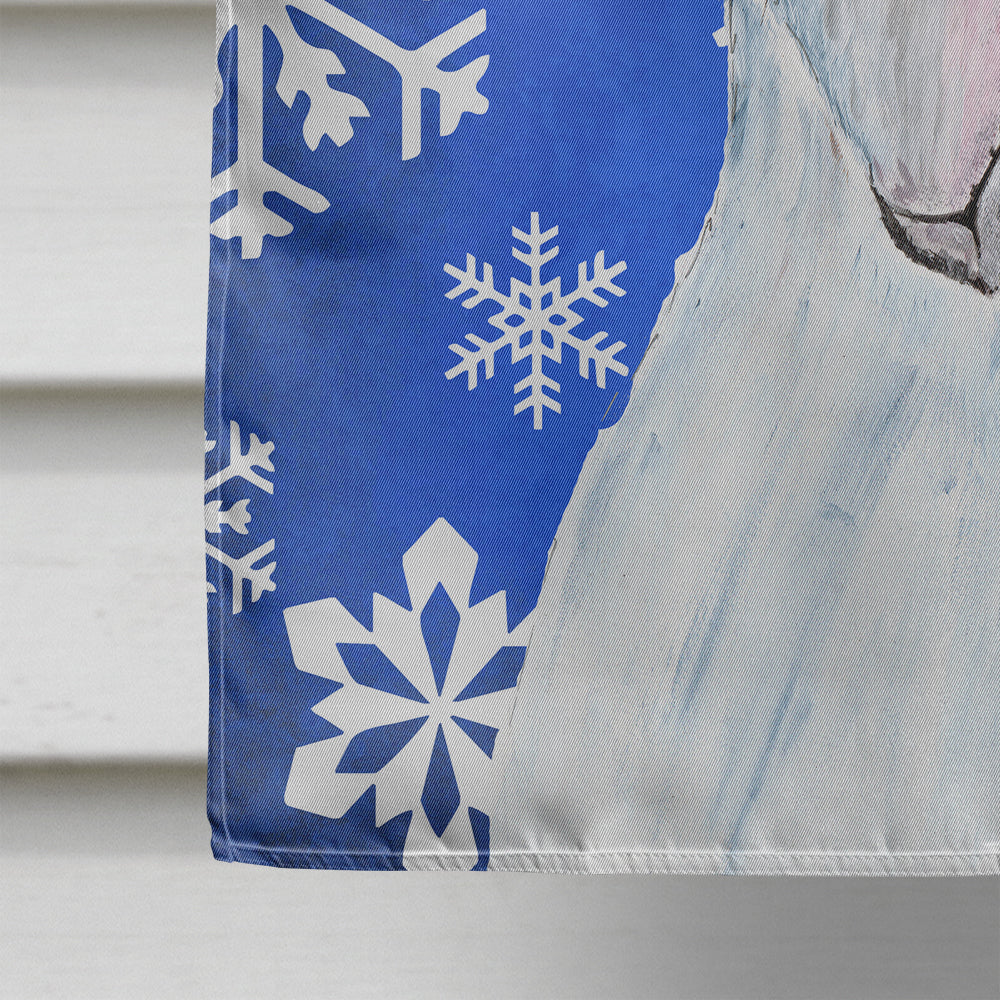 Pit Bull Winter Snowflakes Holiday Flag Canvas House Size  the-store.com.
