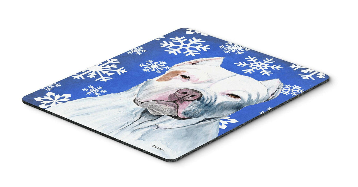 Pit Bull Winter Snowflakes Holiday Mouse Pad, Hot Pad or Trivet by Caroline&#39;s Treasures
