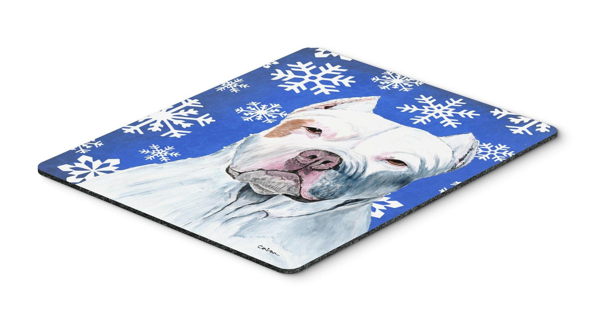 Pit Bull Winter Snowflakes Holiday Mouse Pad, Hot Pad or Trivet by Caroline's Treasures