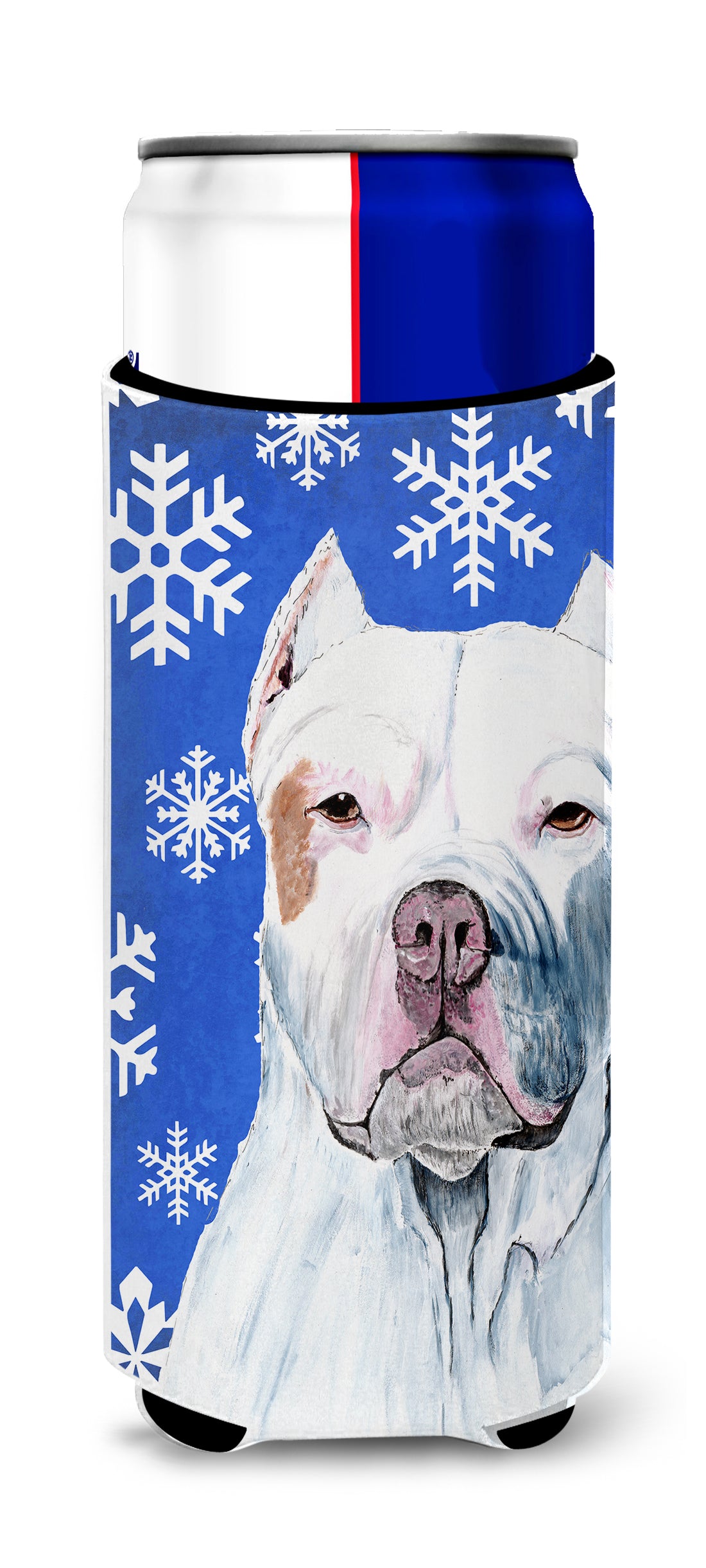 Pit Bull Winter Snowflakes Holiday Ultra Beverage Insulators for slim cans SC9381MUK