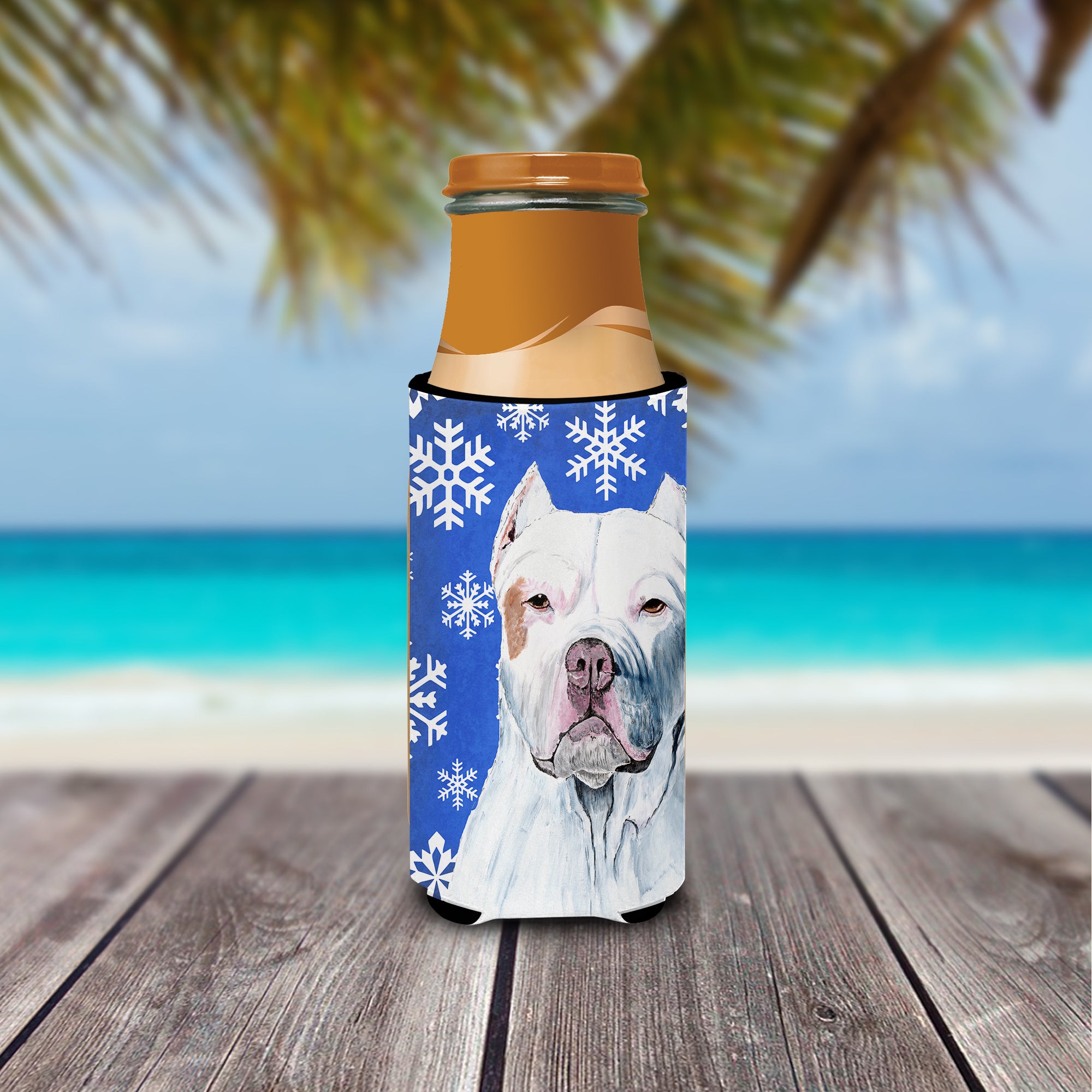 Pit Bull Winter Snowflakes Holiday Ultra Beverage Insulators for slim cans SC9381MUK