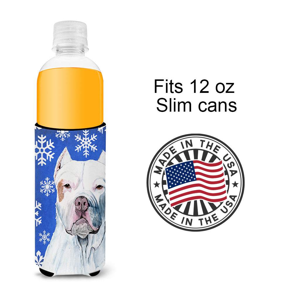 Pit Bull Winter Snowflakes Holiday Ultra Beverage Insulators for slim cans SC9381MUK.
