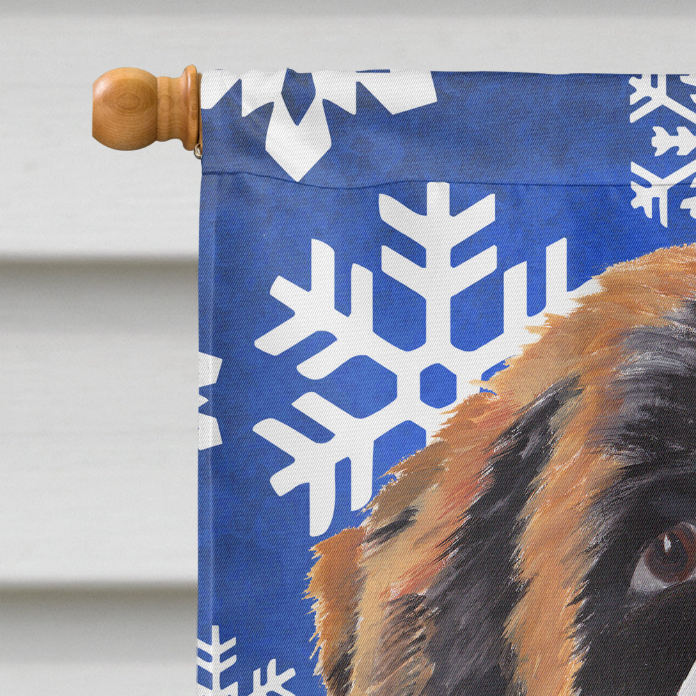 Saint Bernard Winter Snowflakes Holiday Flag Canvas House Size