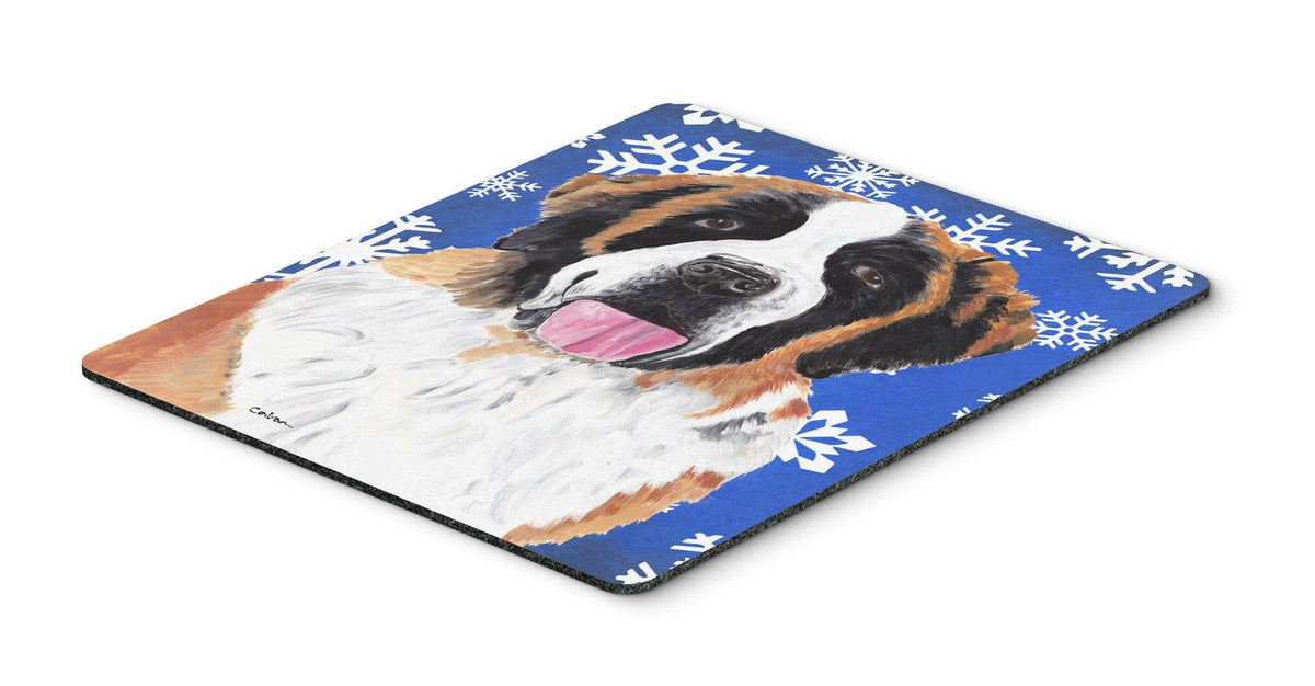 Saint Bernard Winter Snowflakes Holiday Mouse Pad, Hot Pad or Trivet by Caroline&#39;s Treasures