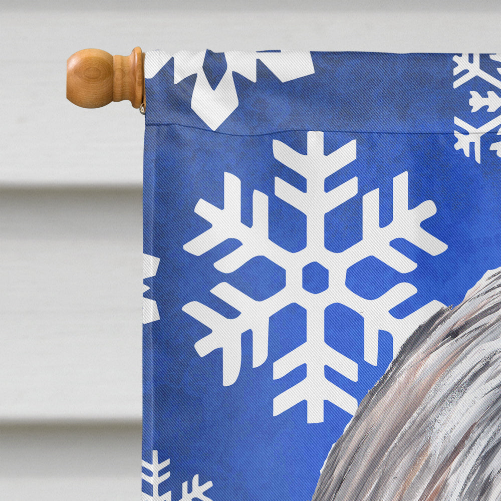 Shih Tzu Winter Snowflakes Holiday Flag Canvas House Size  the-store.com.