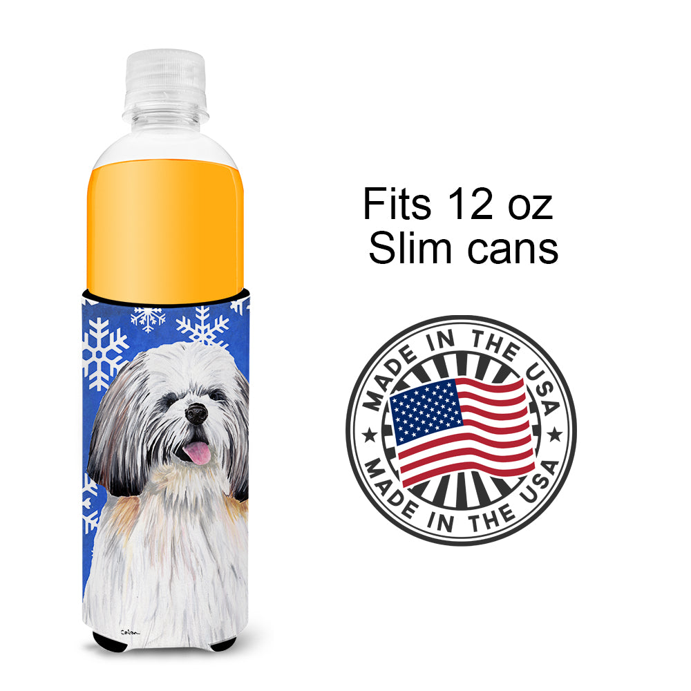 Shih Tzu Winter Snowflakes Holiday Ultra Beverage Insulators for slim cans SC9383MUK.