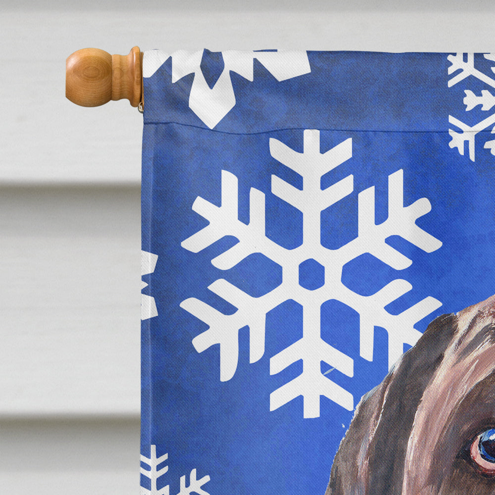 Labrador Winter Snowflakes Holiday Flag Canvas House Size
